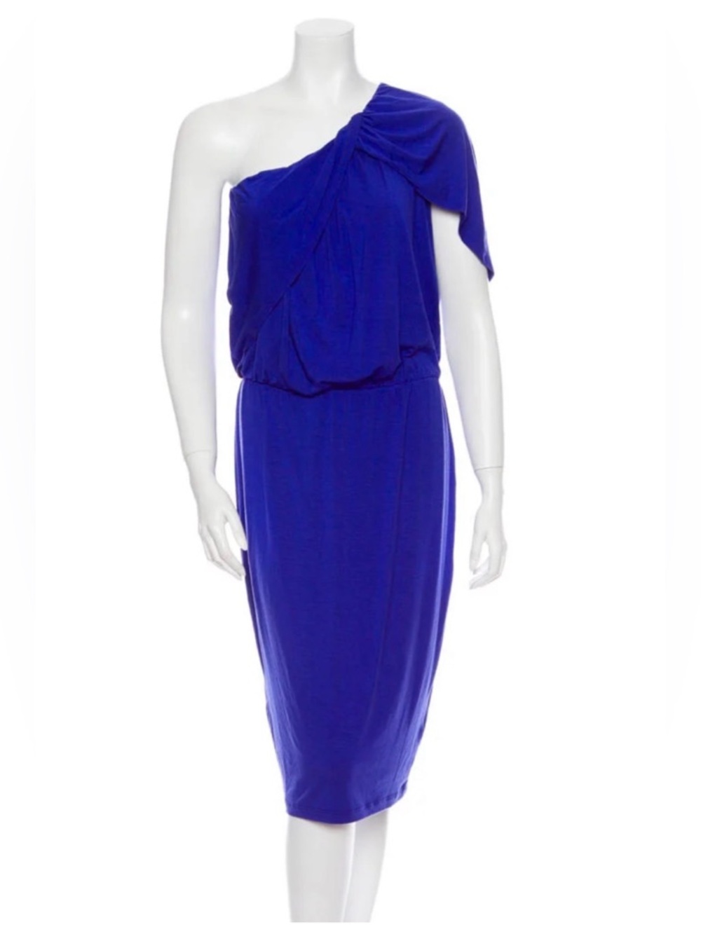 Robert Rodrigues Elegant One-Shoulder Blue Women’s Dress